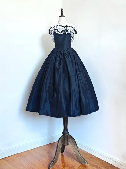 Beauty Prom Dress Dark Blue Off Shoulder Pleated Gala Dress Evening Dress Formal Dress  D4213