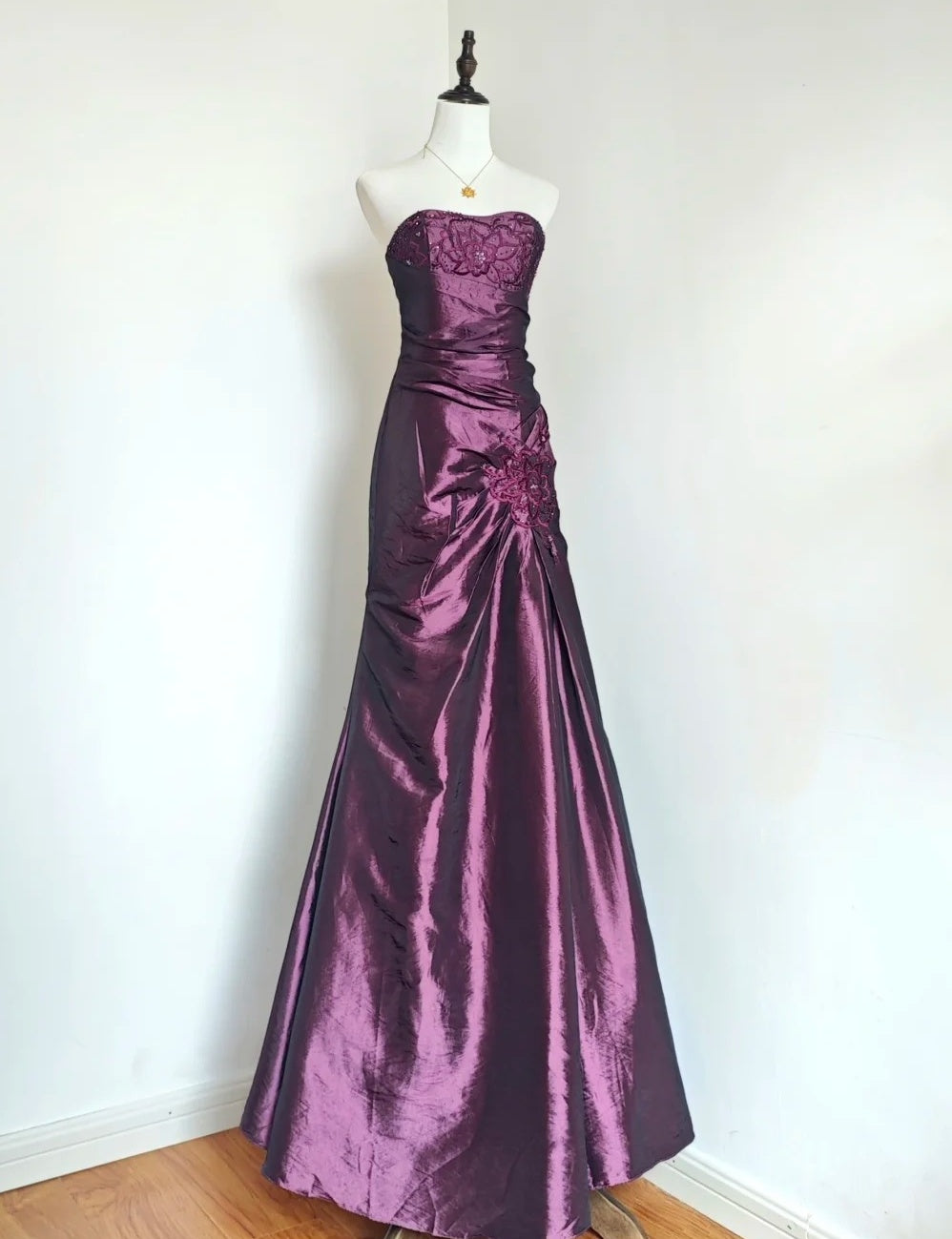Gorgeous Prom Dress Dark Purple Sweetheart Pleated Gala Dress Evening Dress Formal Dress  D4214