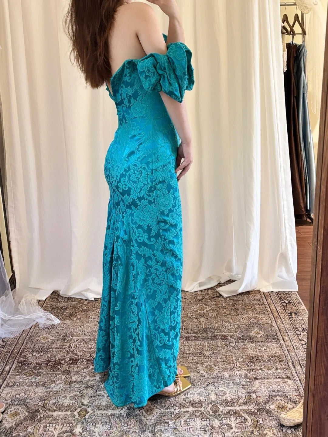 Gorgeous Prom Dress Off Shoulder Pleated Print Mermaid Gala Dress Evening Dress Formal Dress  D4218