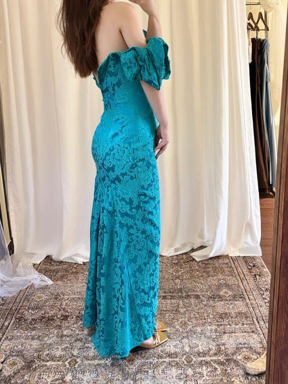 Gorgeous Prom Dress Off Shoulder Pleated Print Mermaid Gala Dress Evening Dress Formal Dress  D4218