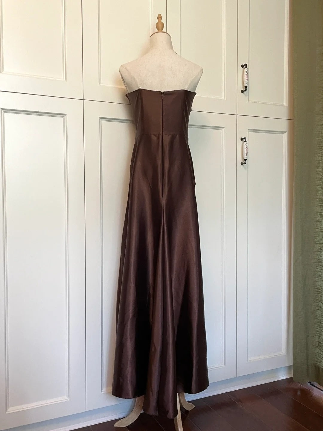 Minimalist Prom Dress Brown Strapless Pleated Gala Dress Evening Dress Formal Dress  D4219