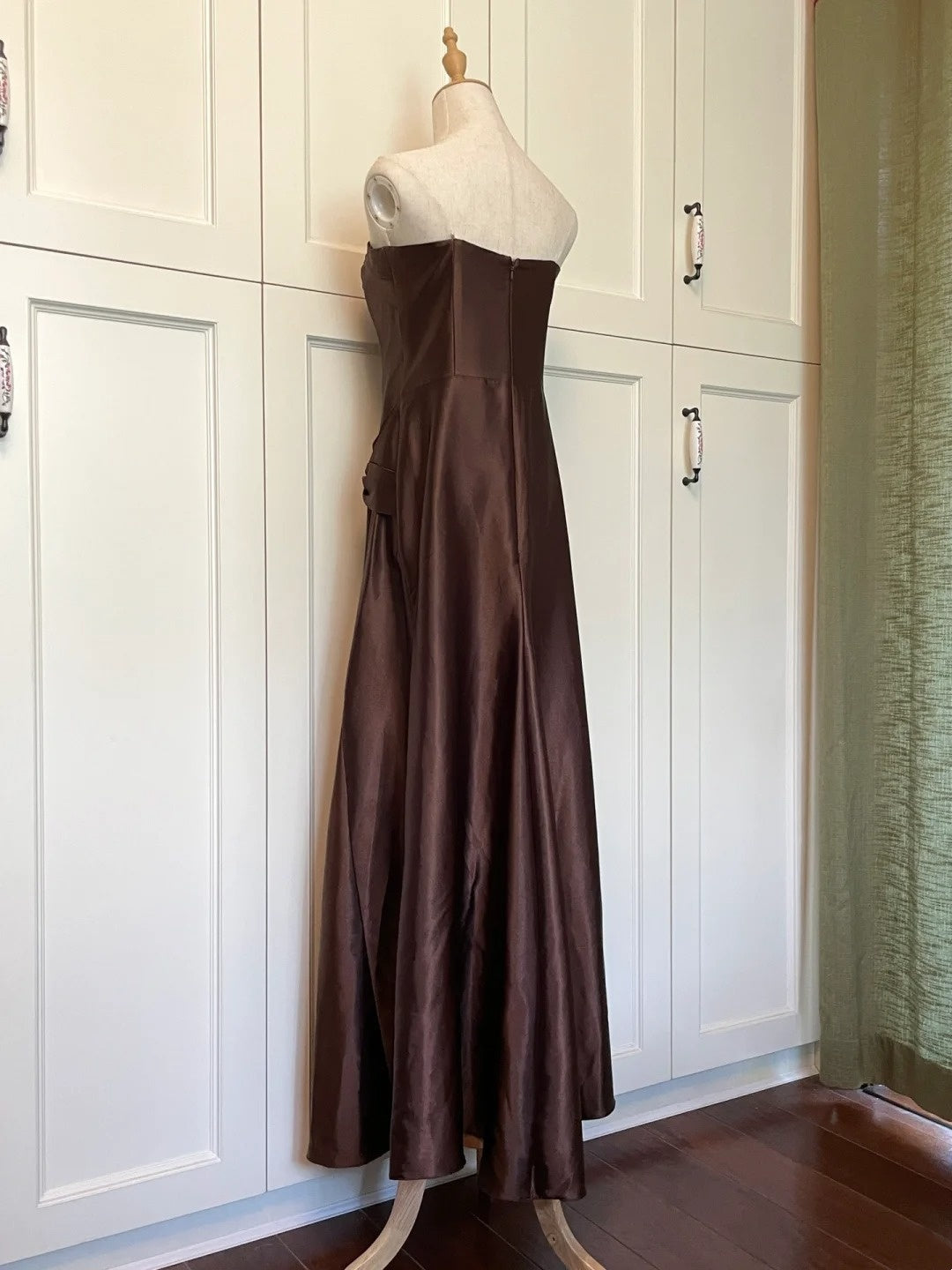 Minimalist Prom Dress Brown Strapless Pleated Gala Dress Evening Dress Formal Dress  D4219