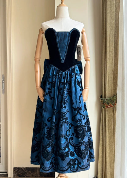 New Arrival Prom Dress Strapless Pleated Print Gala Dress Evening Dress Formal Dress  D4223