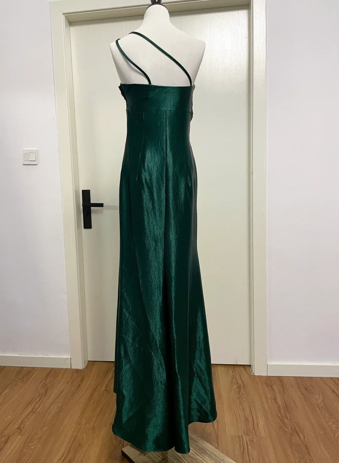 Gorgeous Prom Dress Dark Green Asymmetrical Neck Pleated Evening Dress Gala Dress Formal Dress  D4225