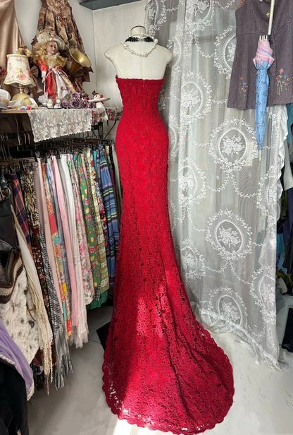 Beauty Prom Dress Red Strapless Hi-Lo Evening Dress Cocktail Dress Birthday Party Dress  D4230