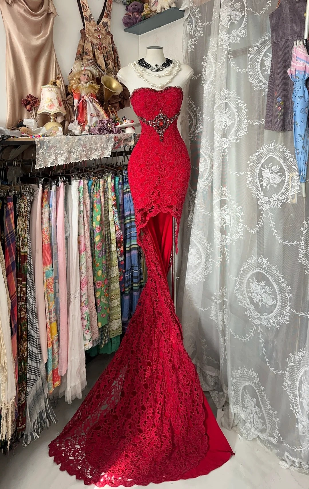 Beauty Prom Dress Red Strapless Hi-Lo Evening Dress Cocktail Dress Birthday Party Dress  D4230