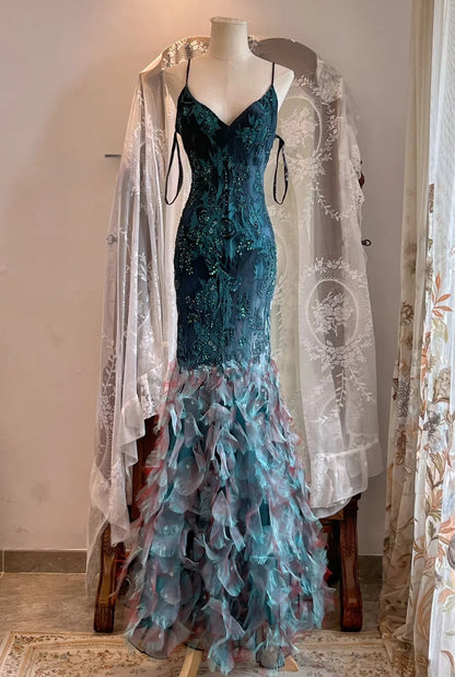 New Design Prom Dress Spaghetti Straps Mermaid Evening Dress Gala Dress Birthday Party Dress  D4233