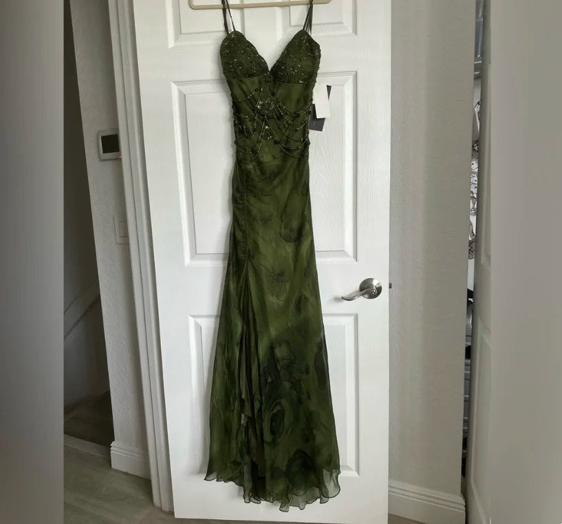 Gorgeous Prom Dress Spaghetti Straps Print Evening Dress Gala Dress Party Dress  D4242