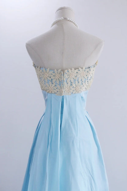 New Arrival Prom Dress Baby Bule Strapless Pleated Evening Dress Birthday Party Dress Formal Dress  D4257