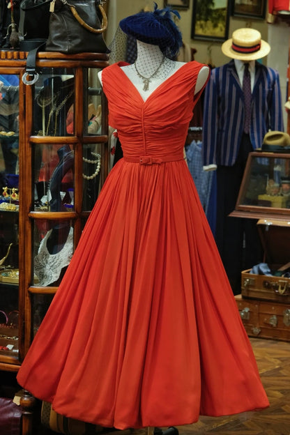 Minimalist Prom Dress V-neck Pleated Evening Dress Gala Dress Dress Formal Dress  D4261