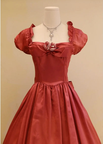 Elegant Prom Dress Square Neck Pleated Ball Gown Evening Dress Birthday Party Dress Quinceanera Dress       D4264