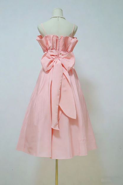 Sweet Prom Dress Light Pink Spaghetti Straps Pleated Evening Dress Gala Dress Formal Dress  D4267