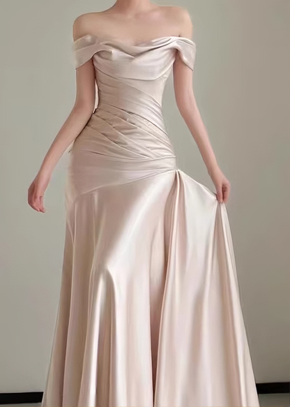 Elegant Wedding Dress Off Shoulder Pleated Prom Dress Evenng Dress    D4307