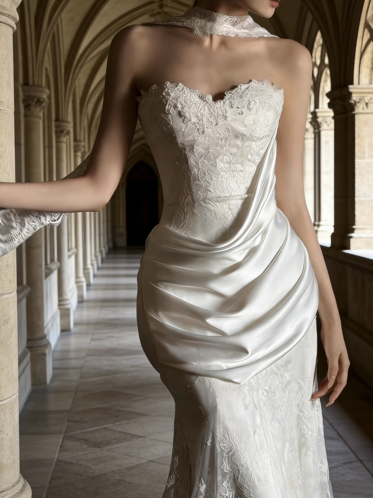 New Arrival Wedding Dress Sweetheart Pleated Lace Wedding Dress   D4313