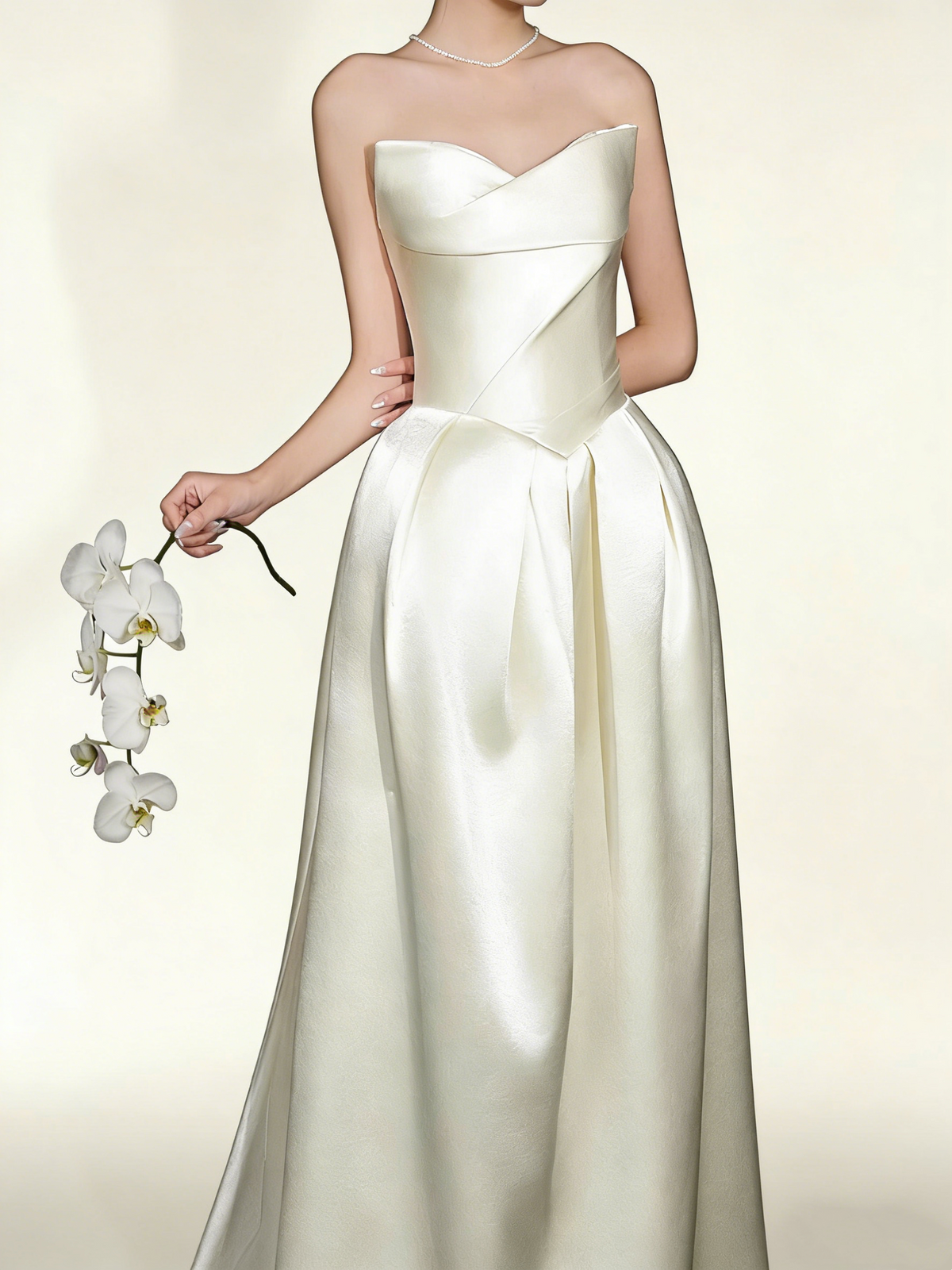Minimalist Wedding Dress Satin Sweetheart Pleated Wedding Dresses D4330