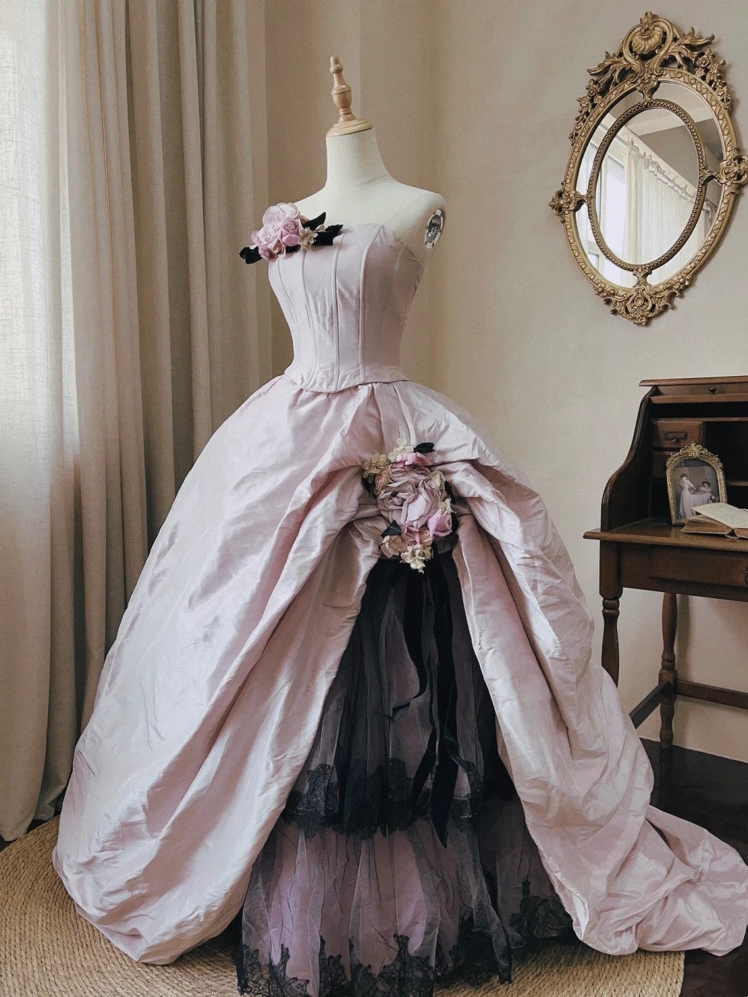 Elegant Prom Dress Strapless Pleated Tulle Quinceanera Dress Ball Gown Evening Dress       D4341