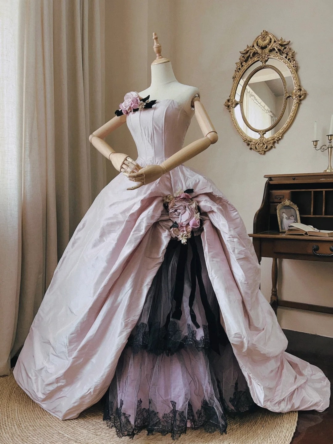 Elegant Prom Dress Strapless Pleated Tulle Quinceanera Dress Ball Gown Evening Dress       D4341
