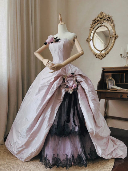 Elegant Prom Dress Strapless Pleated Tulle Quinceanera Dress Ball Gown Evening Dress       D4341