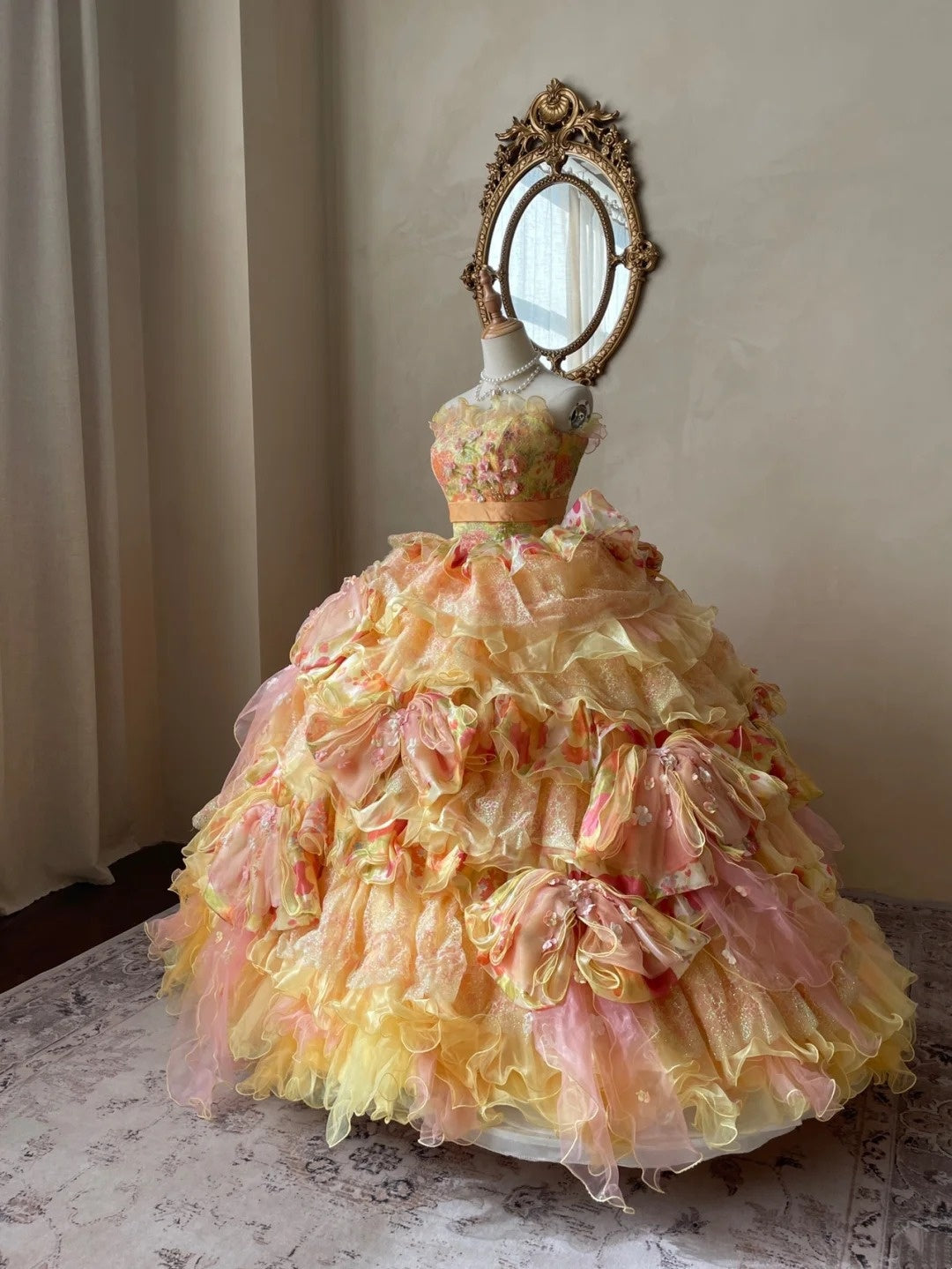 Stunning Prom Dress Strapless Pleated Tiered Quinceanera Dress Ball Gown Evening Dress       D4356
