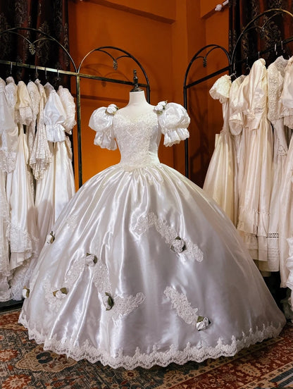 Vintage Wedding Dress V-neck Pleated Wedding Dress  D4377