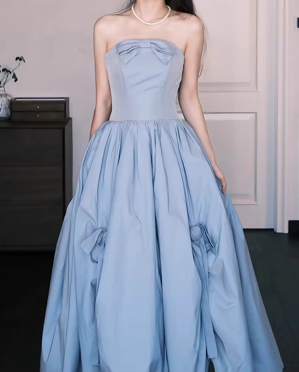 Elegant Prom Dress Strapless Pleated Gala Dress Evening Dress Formal Dress   D4384