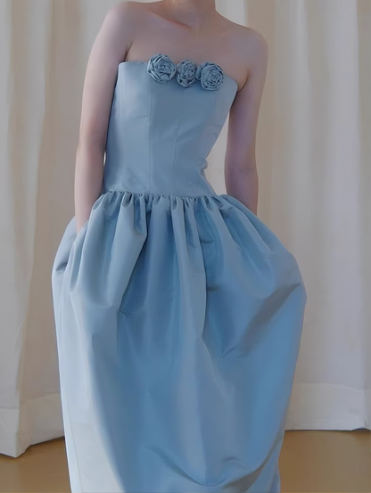 Minimalist Prom Dress Strapless Pleated Gala Dress Evening Dress Formal Dress   D4385