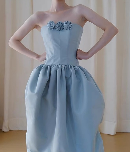 Minimalist Prom Dress Strapless Pleated Gala Dress Evening Dress Formal Dress   D4385
