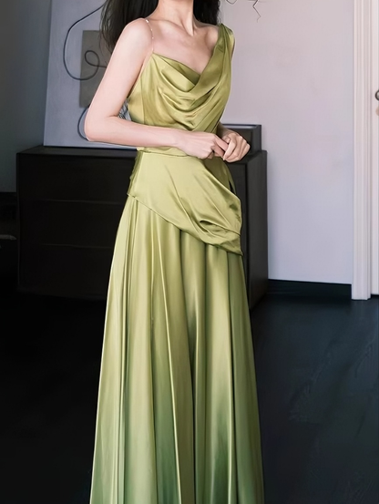 New Arrival Prom Dress Asymmetrical Neck Pleated Gala Dress Evening Dress Formal Dress   D4386