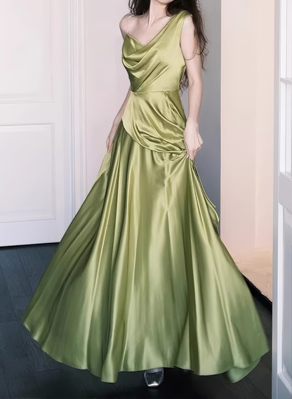 New Arrival Prom Dress Asymmetrical Neck Pleated Gala Dress Evening Dress Formal Dress   D4386