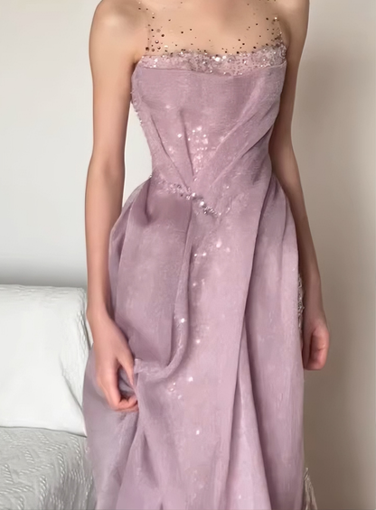 Beauty Prom Dress Crew Neck Pleated Gala Dress Evening Dress Formal Dress   D4387