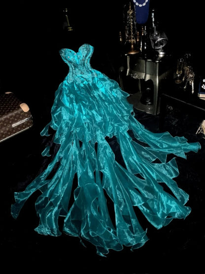 New Design Prom Dress Sweetheart Ruffle Birthday Party  Dress Evening Dress   D4393