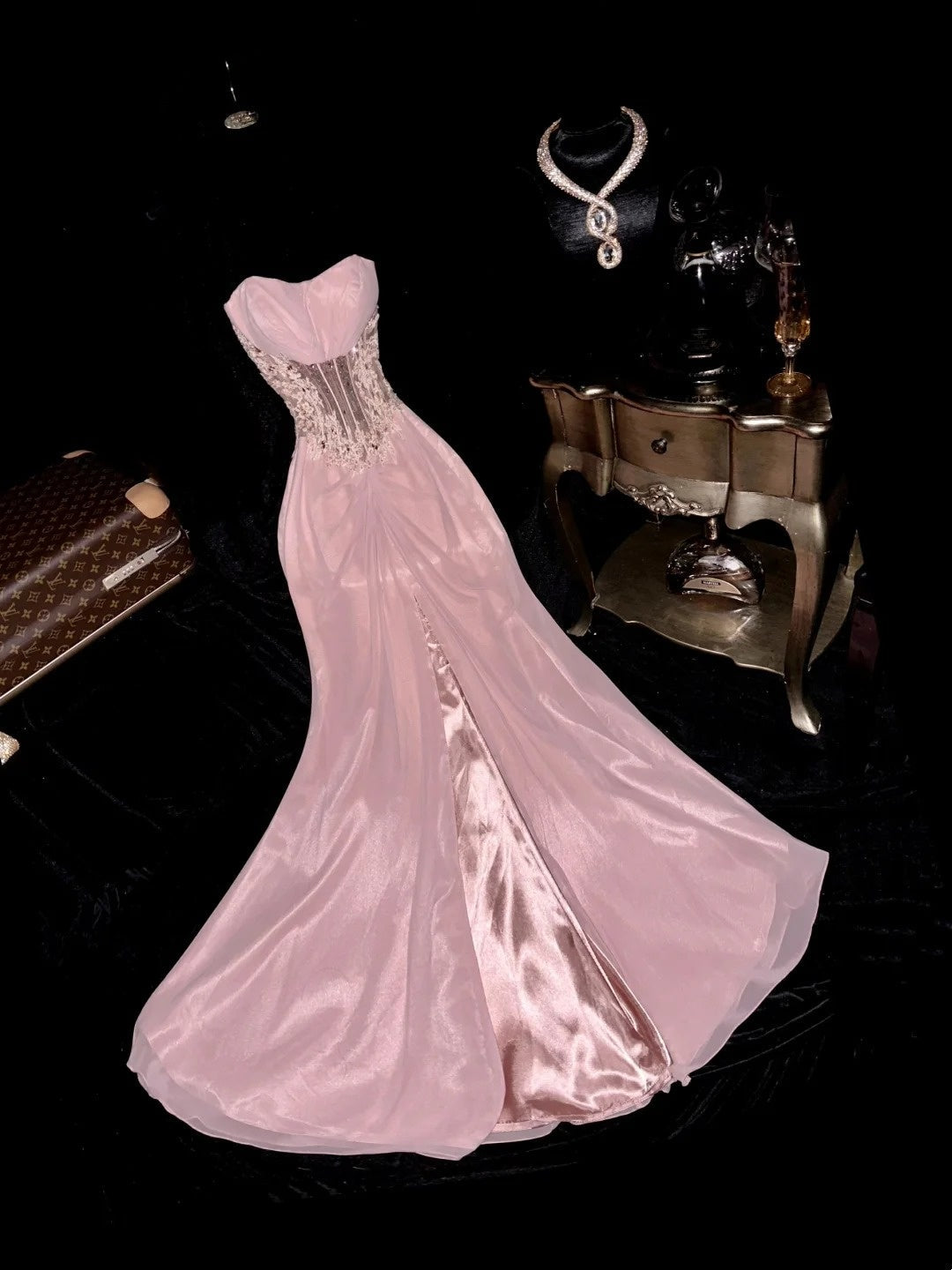 Stunning Prom Dress Strapless Slit Mermaid Birthday Party Dress Gala Dress Evening Dress   D4396