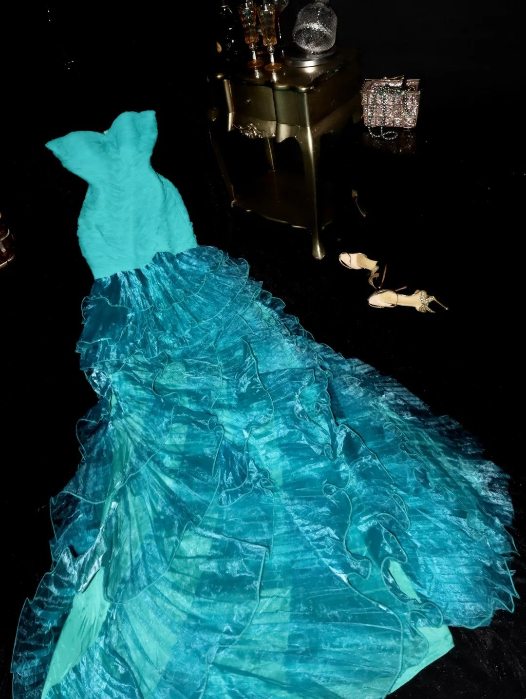 Elegant Prom Dress Sweetheart Ruffle Mermaid Birthday Party Dress Gala Dress Evening Dress   D4398