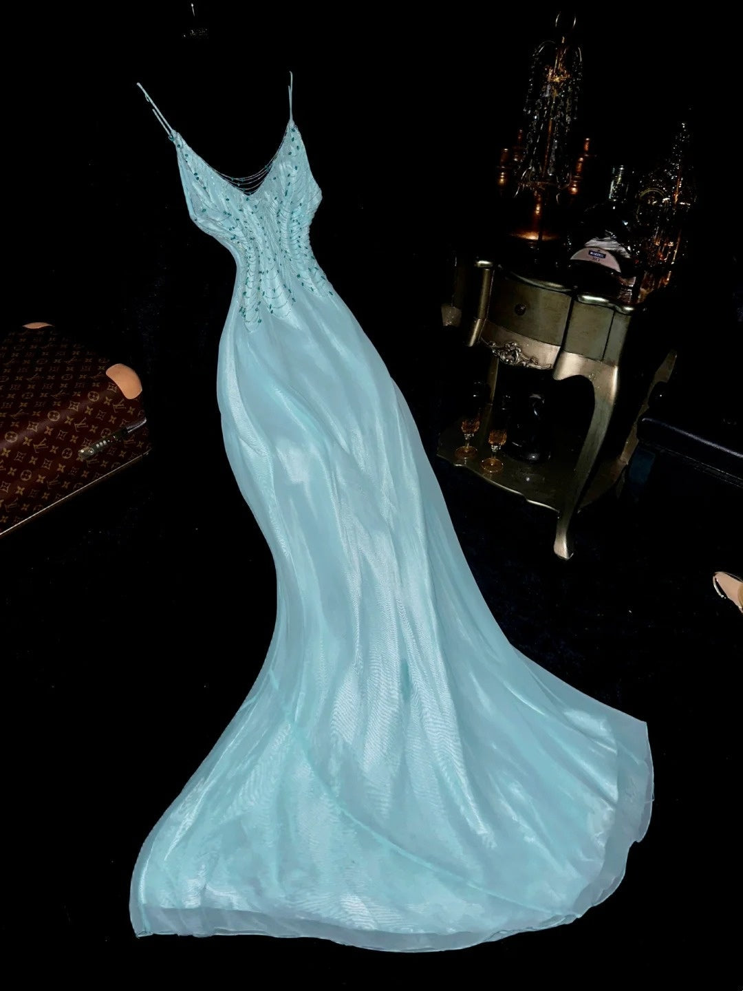 New Arrival Prom Dress Spaghetti Straps Mermaid Birthday Party Dress Gala Dress Evening Dress   D4400