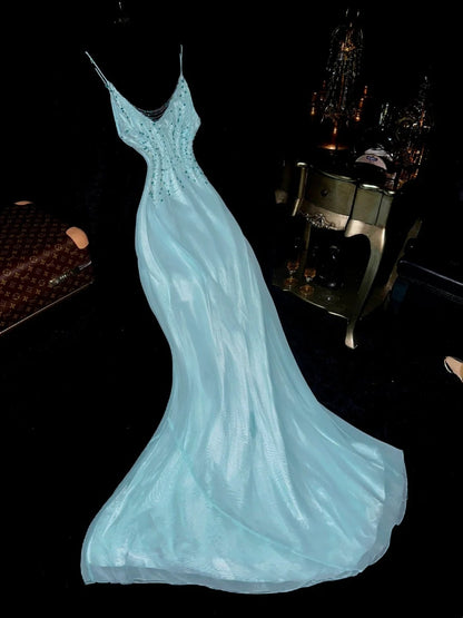 New Arrival Prom Dress Spaghetti Straps Mermaid Birthday Party Dress Gala Dress Evening Dress   D4400