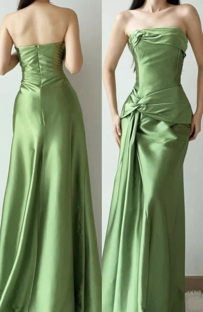 Minimalist Prom Dress Strapless Pleated Gala Dress Evening Dress Formal Dress   D4410