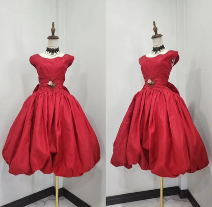 Minimalist Prom Dress Wine Red Crew Neck Pleated Gala Dress Evening Dress Formal Dress   D4417