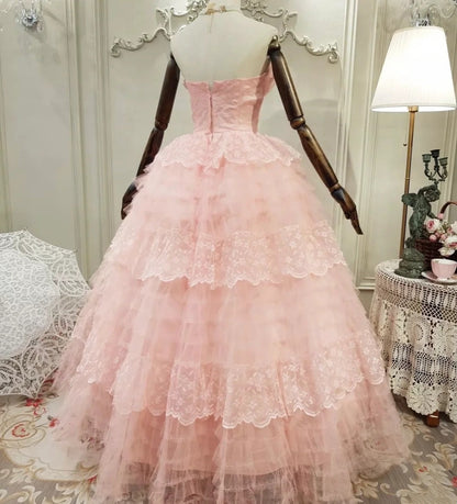 Beauty Prom Dress Strapless Pleated Tulle Evening Dress Quinceanera Dress Ball Gown      D4423