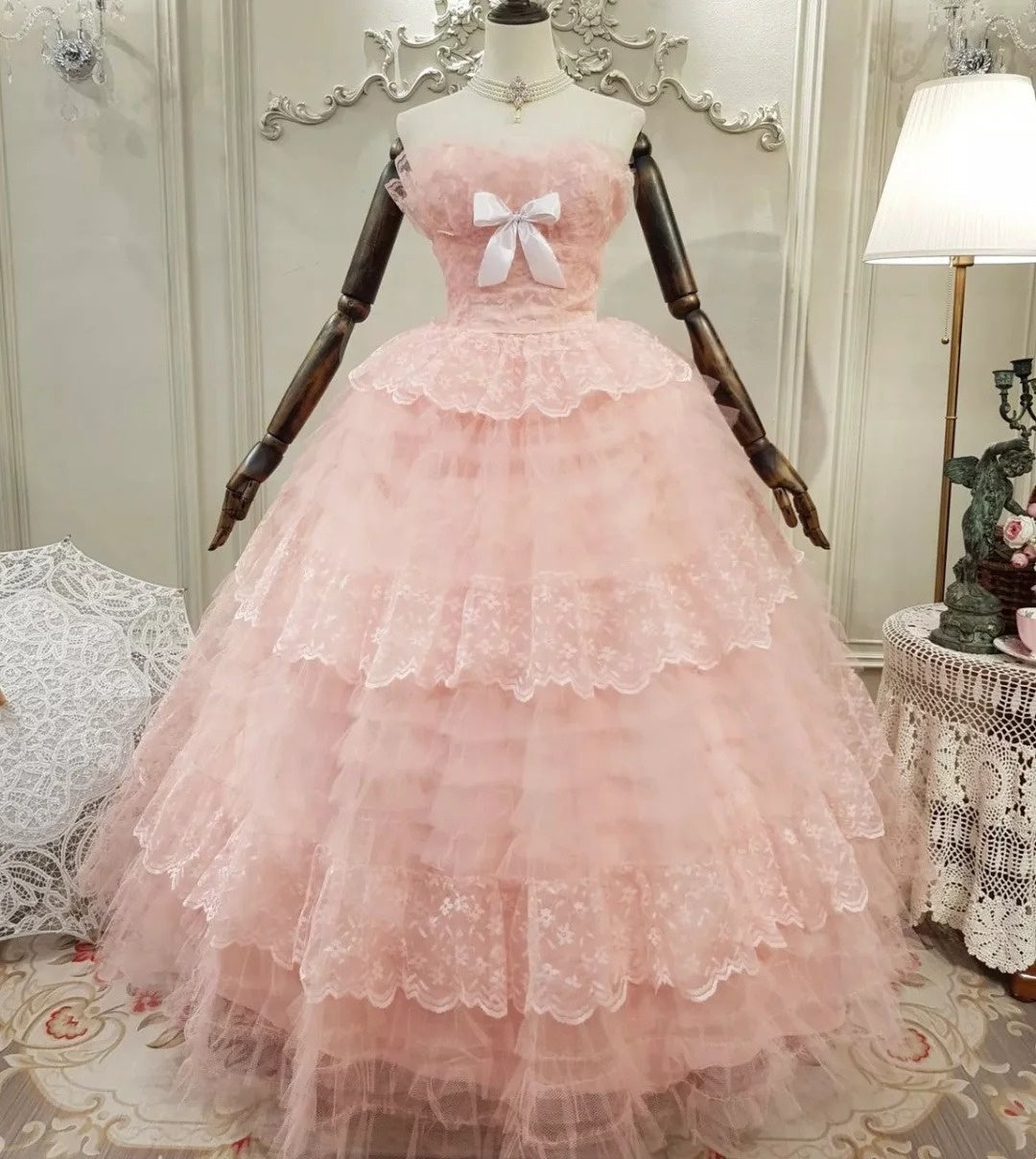 Beauty Prom Dress Strapless Pleated Tulle Evening Dress Quinceanera Dress Ball Gown      D4423