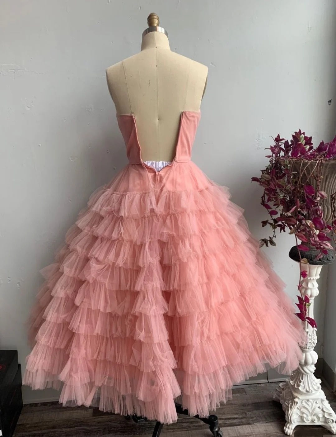 Elegant Prom Dress Strapless Tulle Pleated Gala Dress Evening Dress Formal Dress   D4428