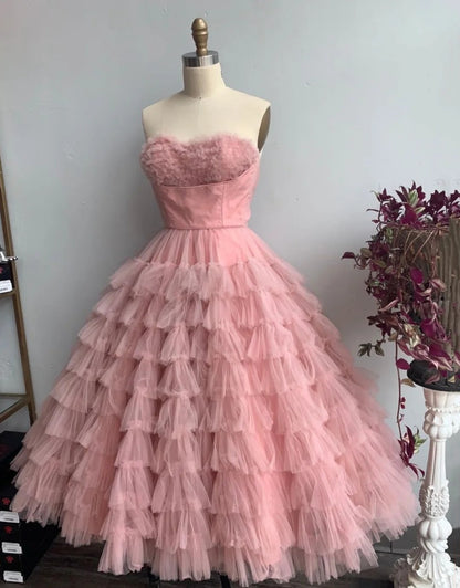 Elegant Prom Dress Strapless Tulle Pleated Gala Dress Evening Dress Formal Dress   D4428