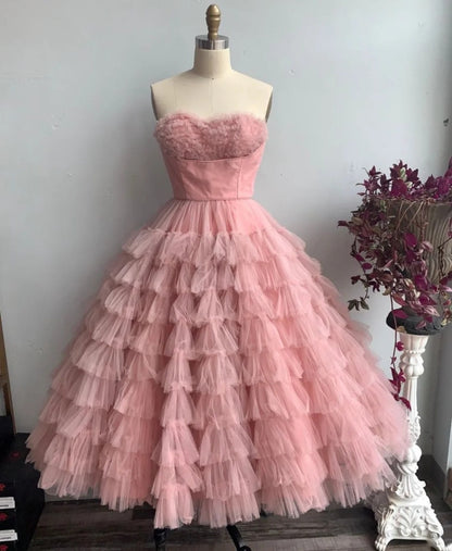 Elegant Prom Dress Strapless Tulle Pleated Gala Dress Evening Dress Formal Dress   D4428