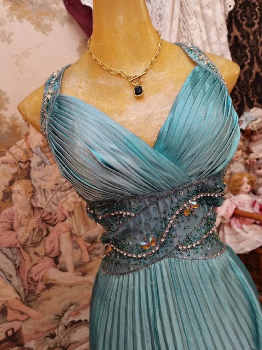 Elegant Prom Dress V-neck Backless Pleated Gala Dress Evening Dress Formal Dress   D4433