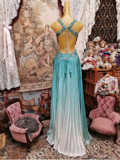 Elegant Prom Dress V-neck Backless Pleated Gala Dress Evening Dress Formal Dress   D4433