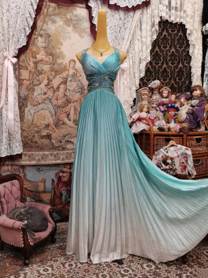 Elegant Prom Dress V-neck Backless Pleated Gala Dress Evening Dress Formal Dress   D4433