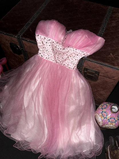 Sweet Homecoming Dress Sweetheart Pleated Tulle Short Prom Dress Birthday Party Outfits    D4437