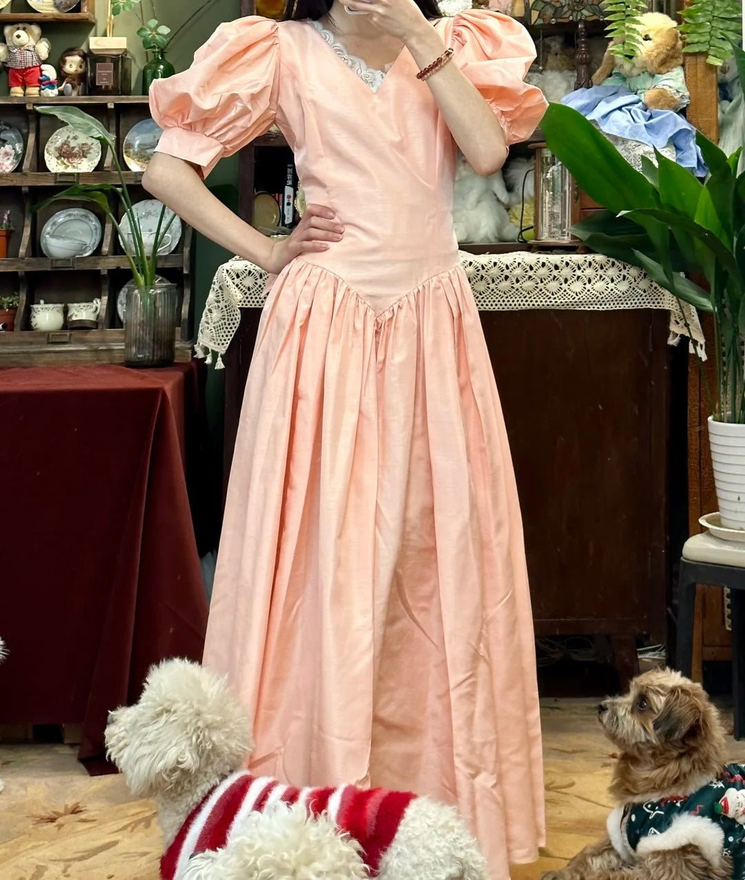 Sweet Prom Dress V-neck Pleated Birthday Party Dress Evening Dress Formal Dress   D4451