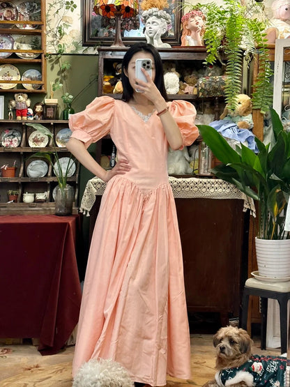 Sweet Prom Dress V-neck Pleated Birthday Party Dress Evening Dress Formal Dress   D4451