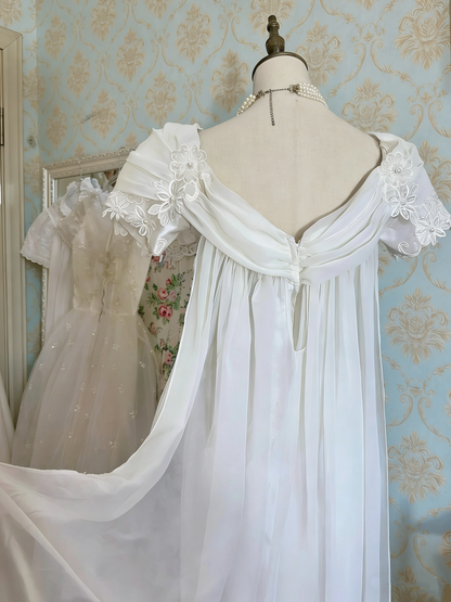 Vintage Wedding Dress Off Shoulder Pleated Wedding Dress  D4472