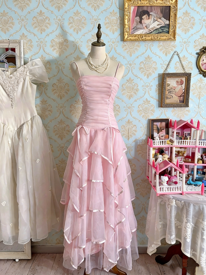 Beauty Prom Dress Spaghetti Straps Pleated Tulle Birthday Party Dress Evening Dress  D4478